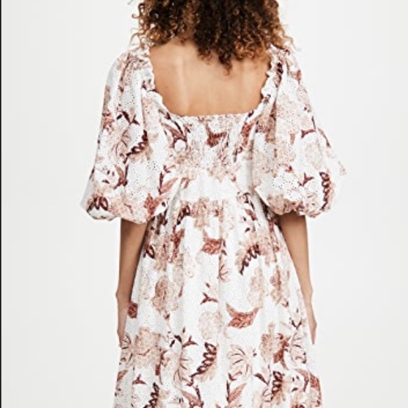 CHARINA SARTE Caroline Brown White Floral Lace Dress NWT - Picture 11 of 16